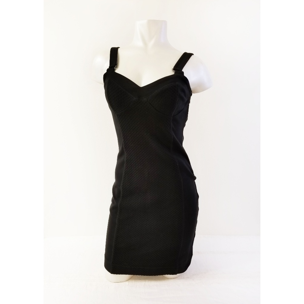 French Connection Buckle Detail Black Dress LBD  6
